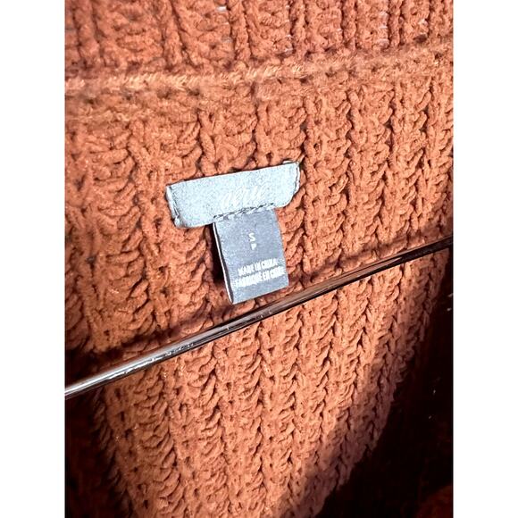 Aerie Burnt Orange Rust Brown Plush Knit Boatneck Cozy Fall Sweater - Picture 7 of 9
